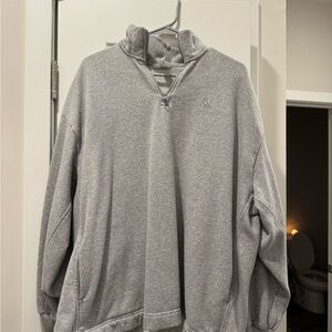 Adidas Men's Heather Gray Zip-Up Sweater